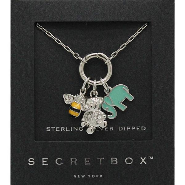 SECRET BOX GOLD DIPPED GOLD DIPPED ELEPHANT BEE CHARM NECKLACE