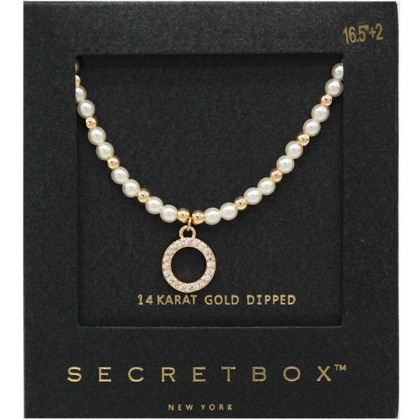 SECRET BOX GOLD DIPPED PEARL ROUND PENDANT NECKLACE