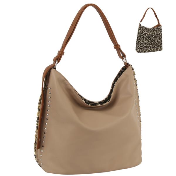 REVERSIBLE LEOPARD SHOULDER HOBO BAG