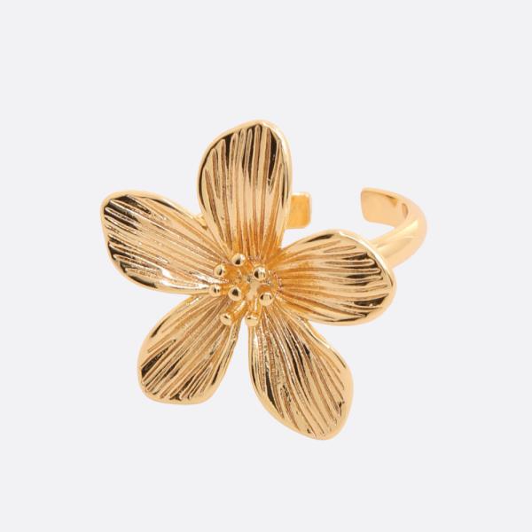 FLOWER METAL ADJUSTABLE RING