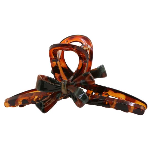 TORTOISE RIBBON BOW CLAW HAIR CLIP