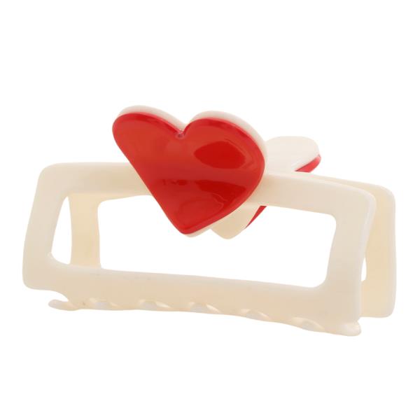 HEART RECTANGLE CLAW HAIR CLIP