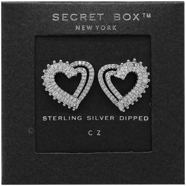 SECRET BOX GOLD DIPPED CZ HEART POST EARRING