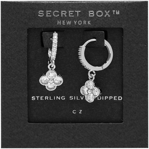 SECRET BOX GOLD DIPPED CZ CLOVER EARRING