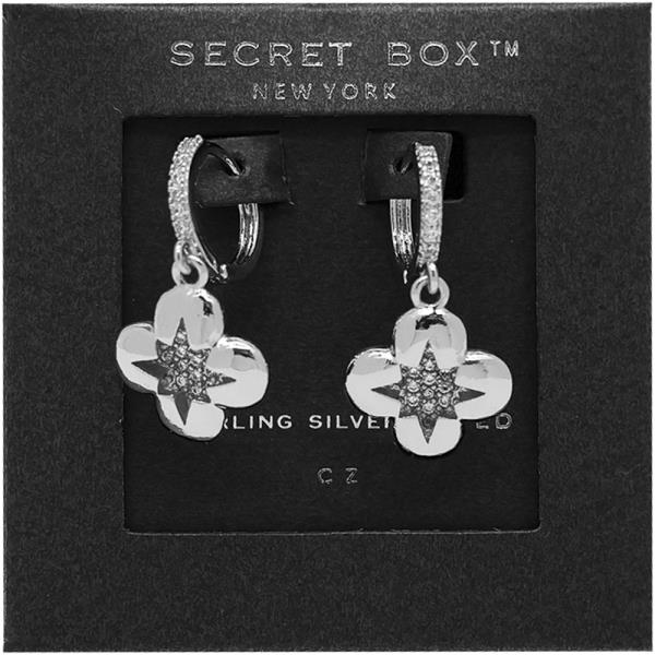 SECRET BOX GOLD DIPPED CZ FOSSILS CLOVER EARRING