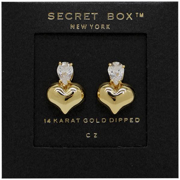 SECRET BOX GOLD DIPPED HEART EARRING