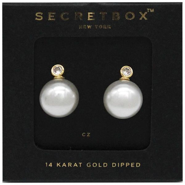 SECRET BOX 14K GOLD DIPPED PEARL POST EARRING