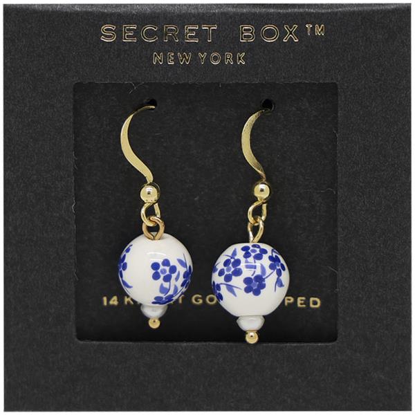 SECRET BOX GOLD DIPPED BLUE CERAMIC EARRING