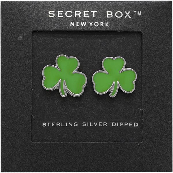 SECRET BOX GOLD DIPPED GREEN CLOVER EARRING