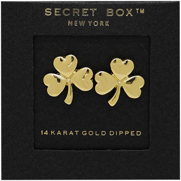 SECRET BOX GOLD DIPPED CLOVER STUD EARRING