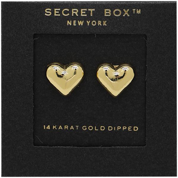 SECRET BOX GOLD DIPPED PUFFY HEART STUD