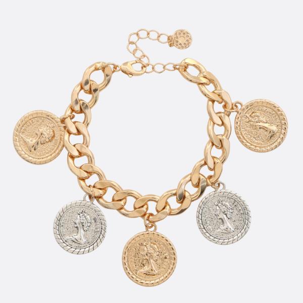 MEDALLION CURB LINK METAL BRACELET