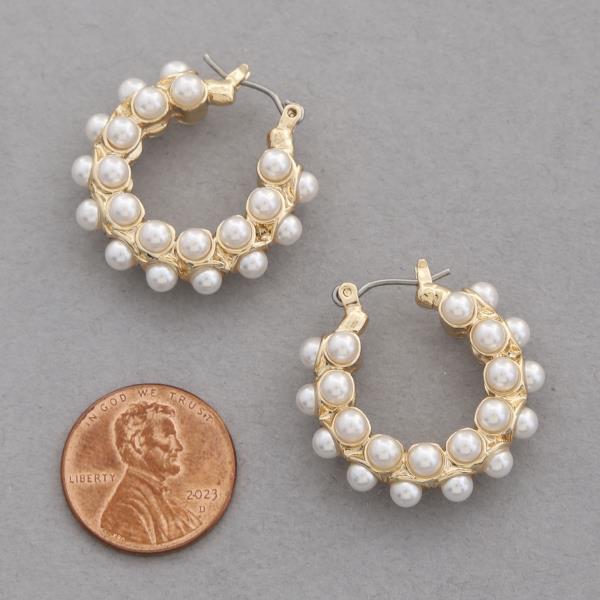 PEARL BEAD HOOP EARRING