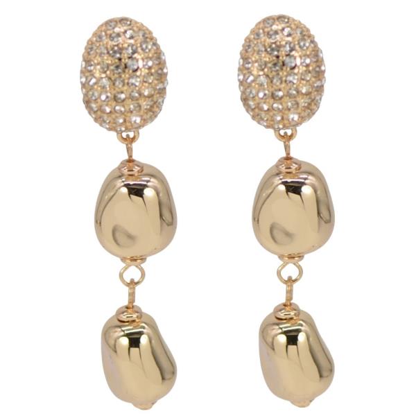 RHINESTONE PEARL BEAD LINK DANGLE EARRING