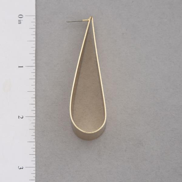 BRUSHED METAL LONG TEARDROP EARRING