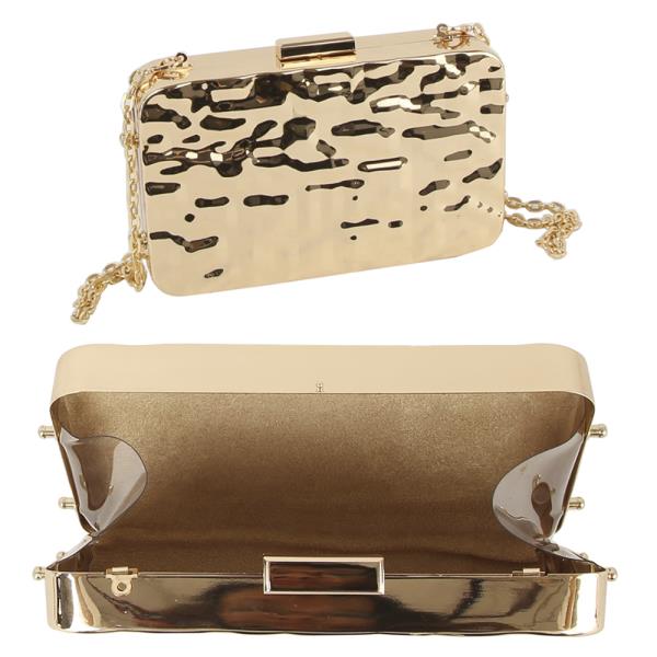 RIPPLED METALLIC RECTANGLE CLUTCH BAG