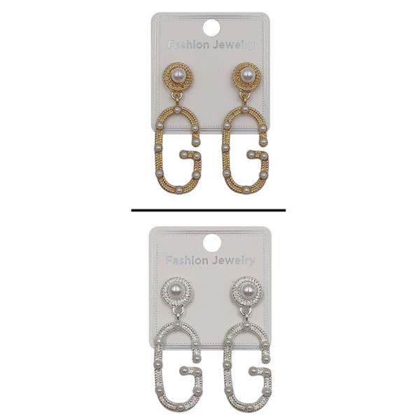 METAL PEARL GG DANGLE EARRING (12 UNITS)