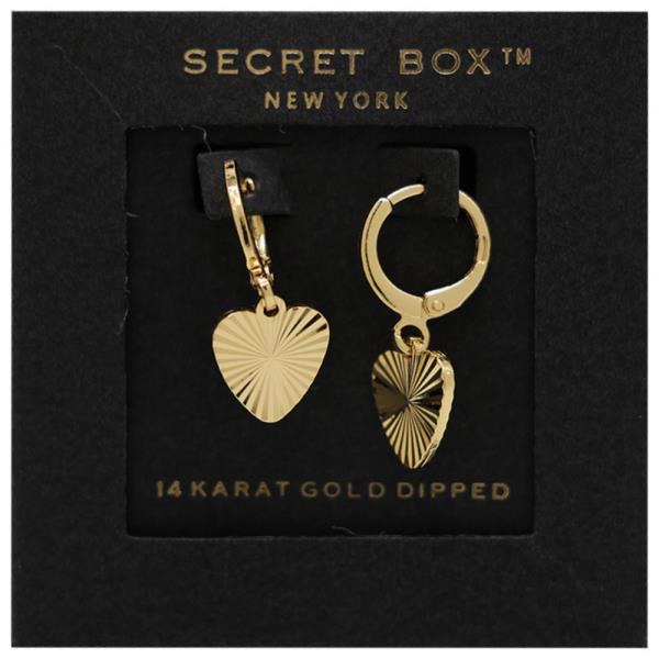 SECRET BOX 14K GOLD DIPPED HEART METAL HUGGIE EARRING