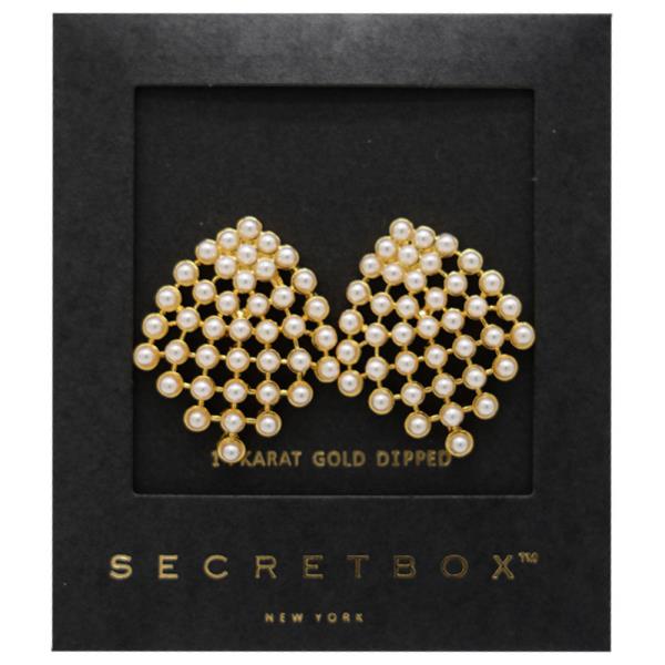 SECRET BOX 14K GOLD DIPPED PEARL PAVED EARRING