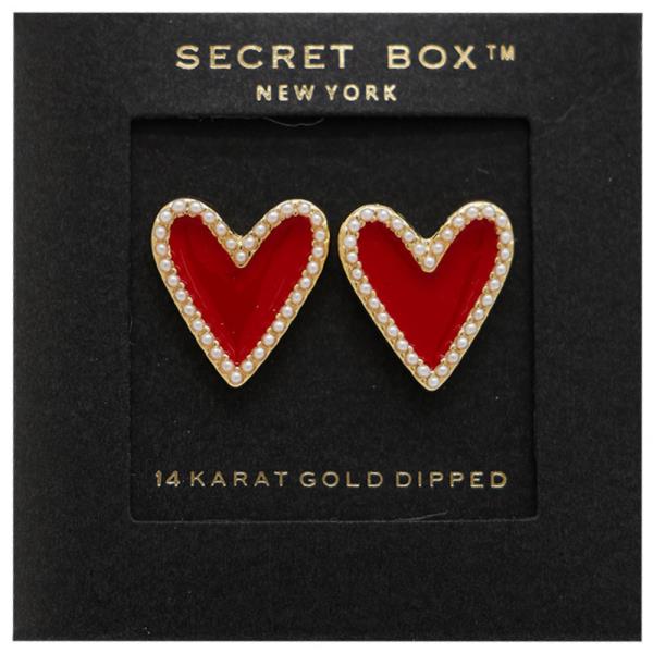 SECRET BOX 14K GOLD DIPPED HEART SHAPE EARRING