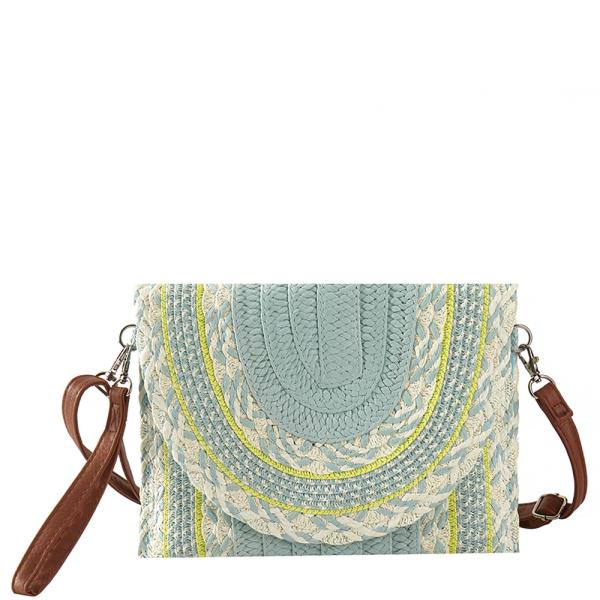 MULTI PATTERN STRAW CLUTCH & CROSSBODY BAG