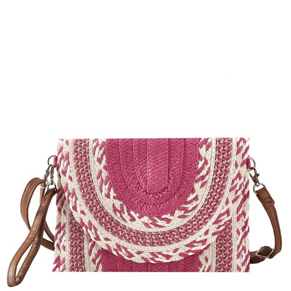 MULTI PATTERN STRAW CLUTCH & CROSSBODY BAG