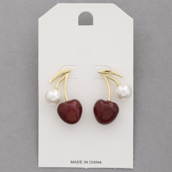 CHERRY PEARL BEAD EARRING