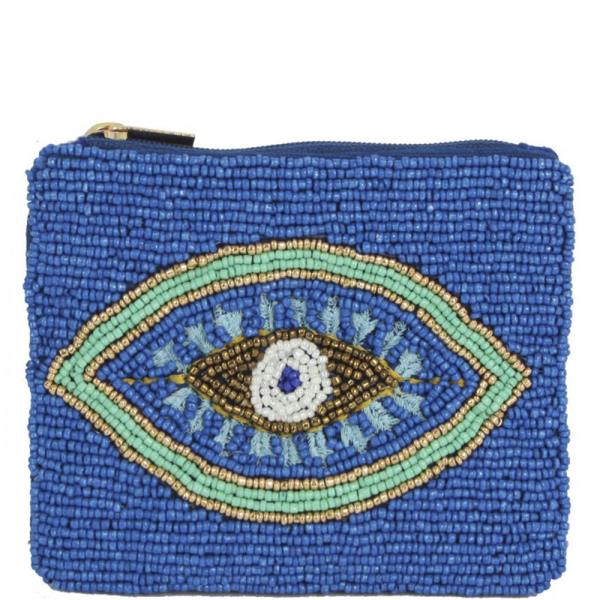 SEED BEAD EVIL EYE THEME COING PURSE BAG