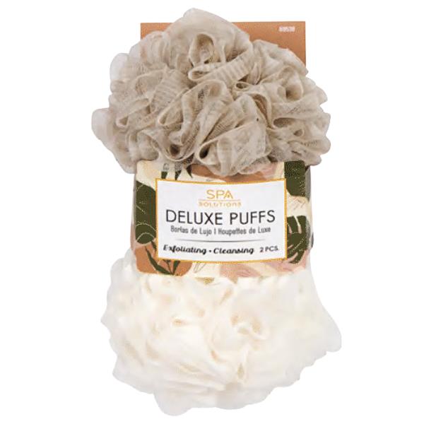 CALA DELUXE SHOWER PUFFS 2PC SET TAN IVORY