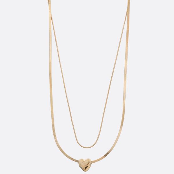 SODAJO HEART CHARM LAYERED NECKLACE