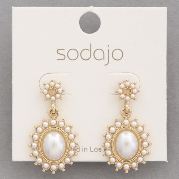 SODAJO OVAL PEARL BEAD DANGLE EARRING