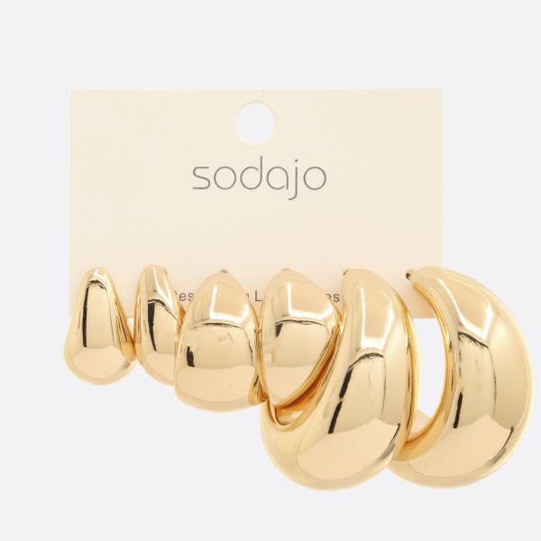 SODAJO PUFFY HOOP ASSORTED EARRING SET