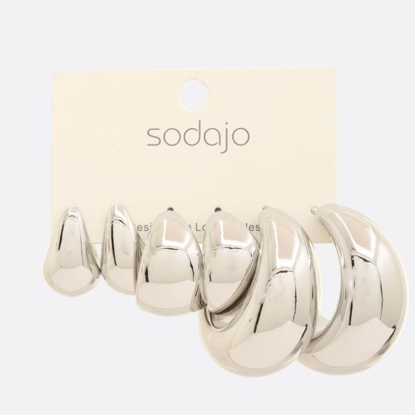 SODAJO PUFFY HOOP ASSORTED EARRING SET