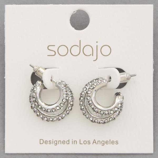 SODAJO DOUBLE HOOP RHINESTONE EARRING