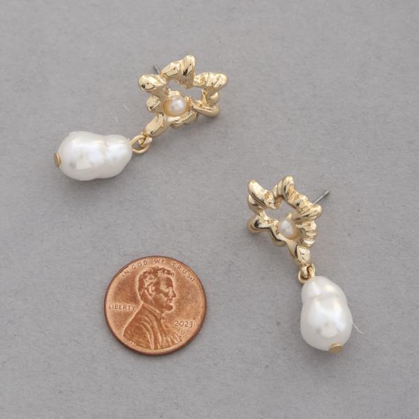 SODAJO ORGANIC SHAPE PEARL BEAD LINK EARRING