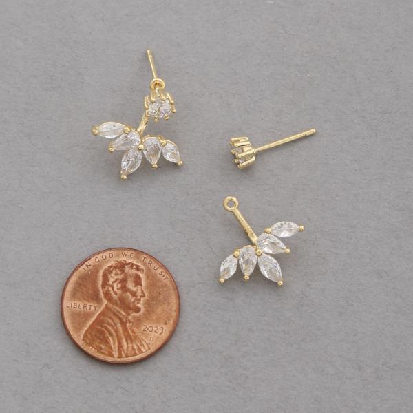 SODAJO CZ LEAF GOLD DIPPED EARRING