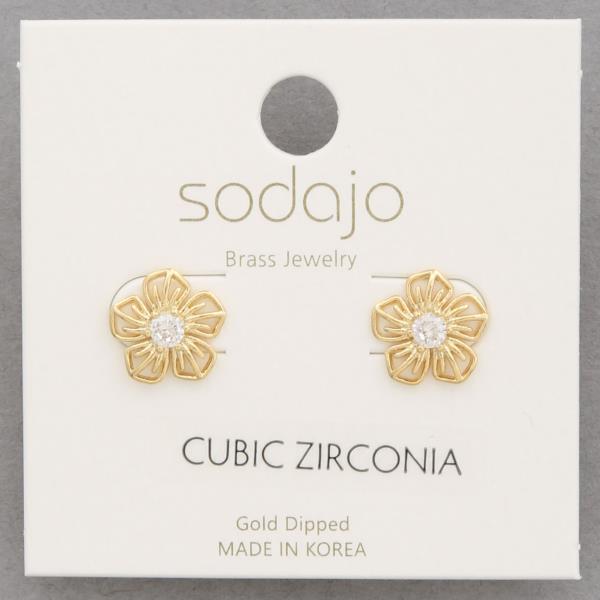 SODAJO FLOWER CZ GOLD DIPPED EARRING