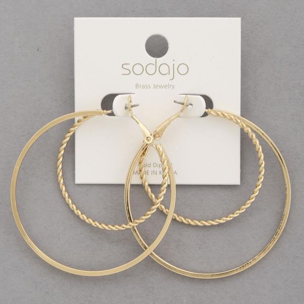 SODAJO TWISTED LINK DOUBLE HOOP GOLD DIPPED EARRING