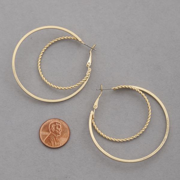 SODAJO TWISTED LINK DOUBLE HOOP GOLD DIPPED EARRING