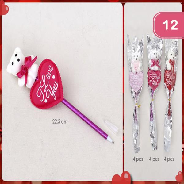 VALENTINE`S DAY HEART BEAR PEN (12 UNITS)