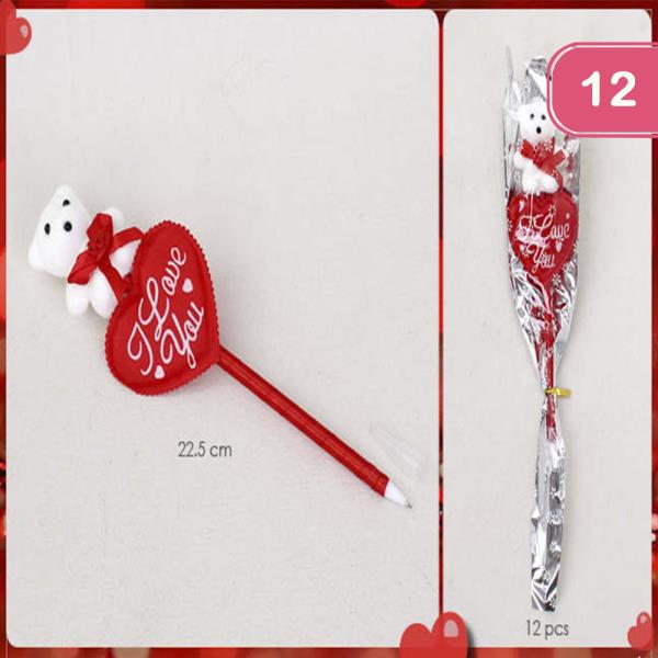 VALENTINE`S DAY HEART BEAR PEN (12 UNITS)