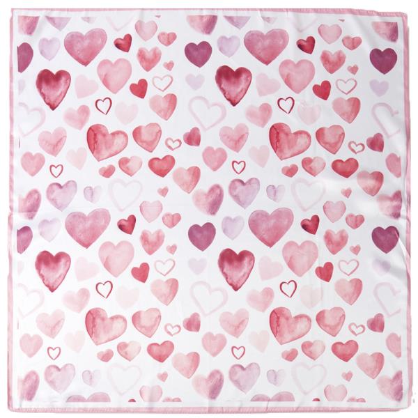 HEART PRINT SILKY BANDANA NECK SCARF