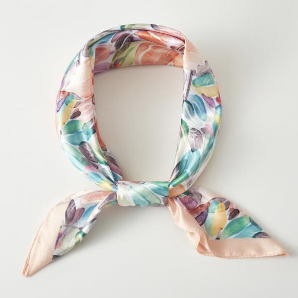 FLORAL PRINT SILKY BANDANA NECK SCARF