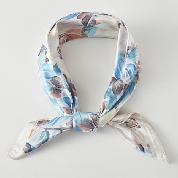 FLORAL PRINT SILKY BANDANA NECK SCARF