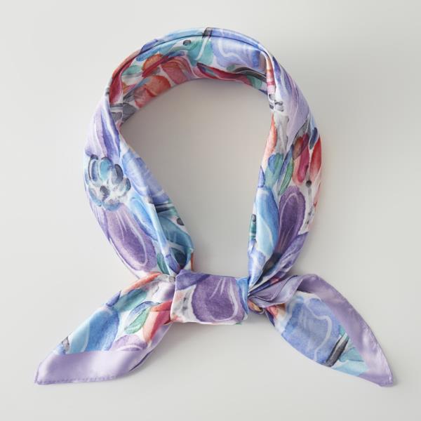 FLORAL PRINT SILKY BANDANA NECK SCARF