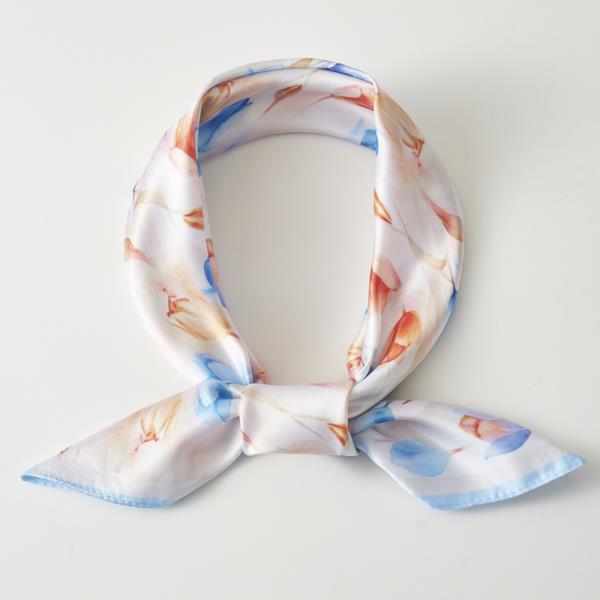 FLORAL PRINT SILKY BANDANA NECK SCARF