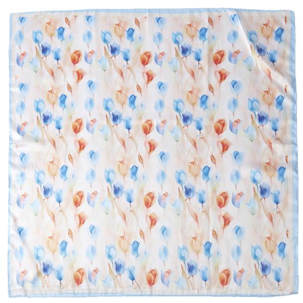 FLORAL PRINT SILKY BANDANA NECK SCARF