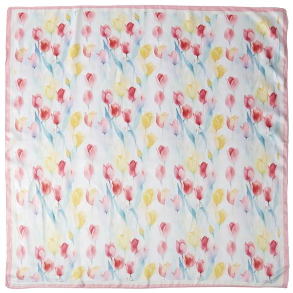 FLORAL PRINT SILKY BANDANA NECK SCARF