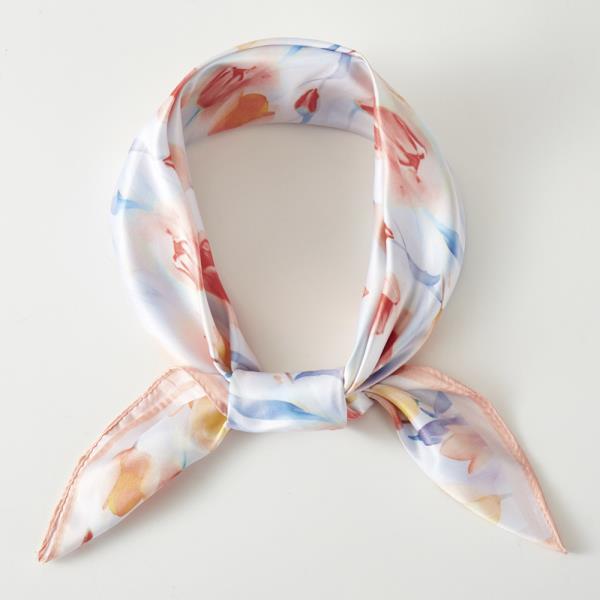 FLORAL PRINT SILKY BANDANA NECK SCARF