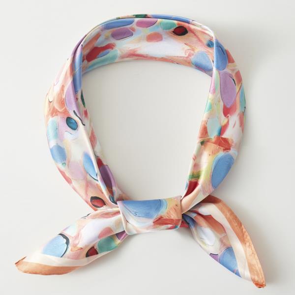 FLORAL PRINT SILKY BANDANA NECK SCARF